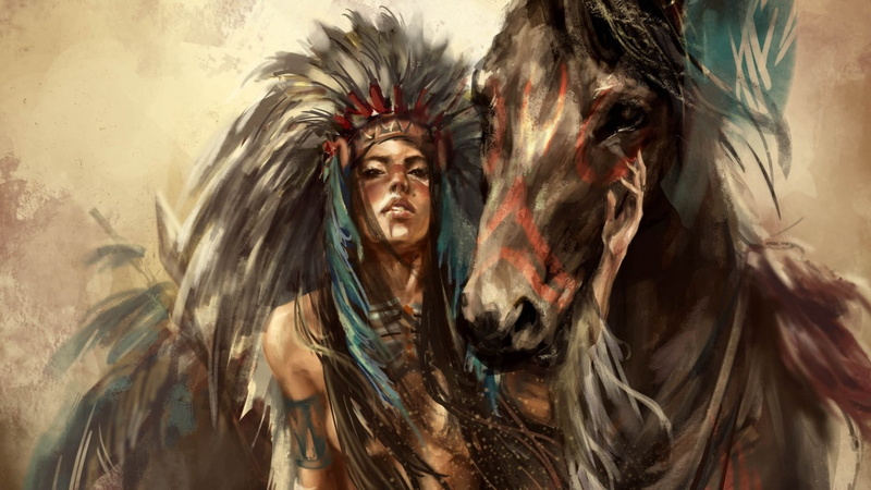 indian, hd, 720P, horse, digital/artwork, drawing