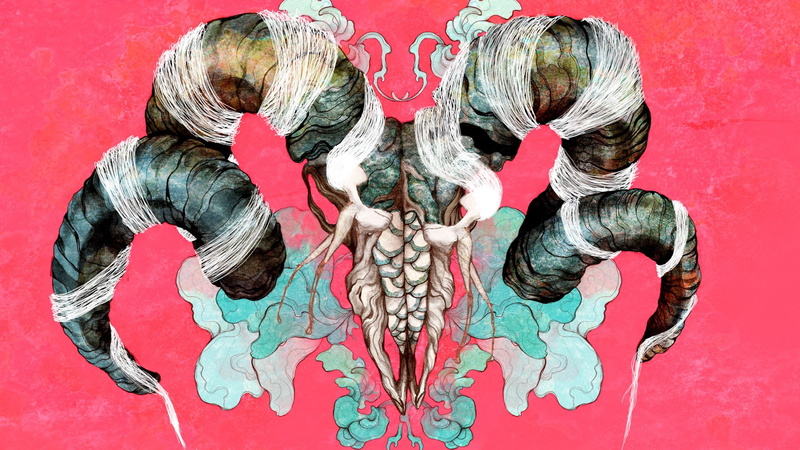 horns, pink, 2K, skull, hd, drawing, digital/artwork