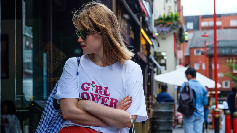 united kingdom, t-shirt design, architecture, vase, woman, building exterior, jar, real people, contemplation, plant, white, girl power, lifestyles, standing