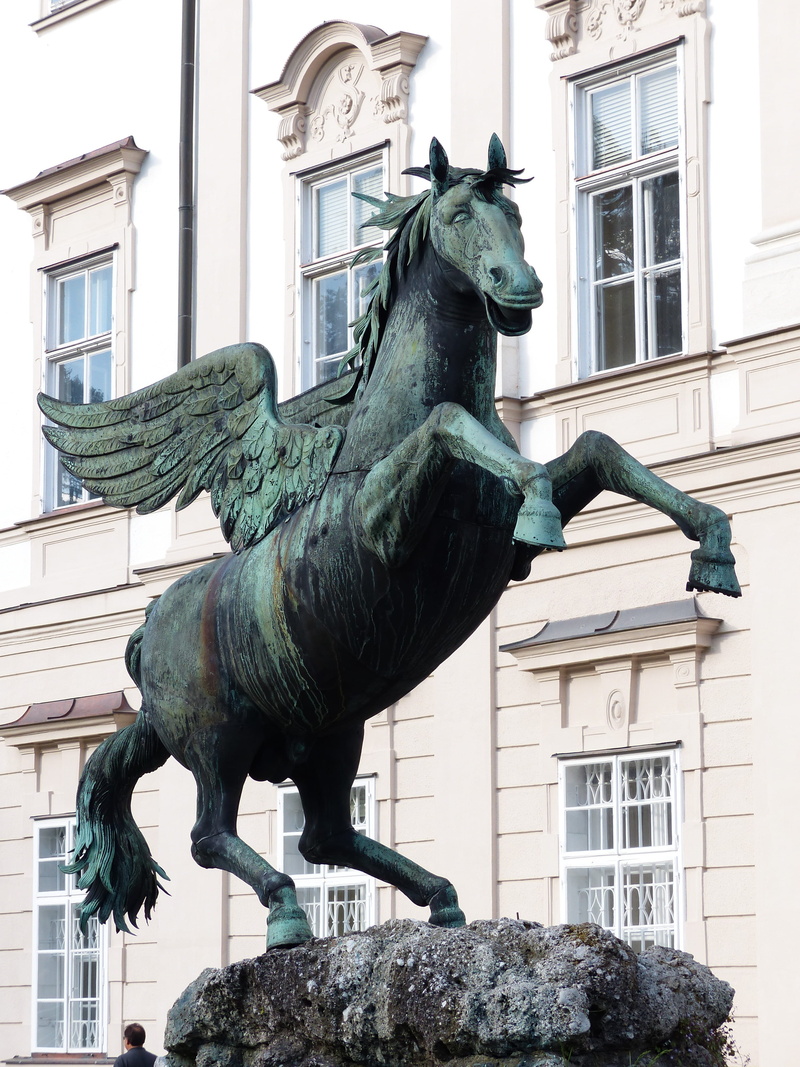gaul, horse, built structure, animal, representation, fluegelross, outdoors, ross, day, animal themes, craft, 4K, winged horse, wing, pegasus, salzburg