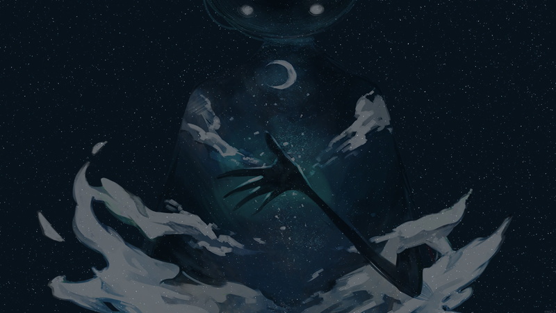 art and craft, star - space, animal themes, black background, stars, moon, animal, night, star, illustration, swimming, sea, undersea, no people, paint