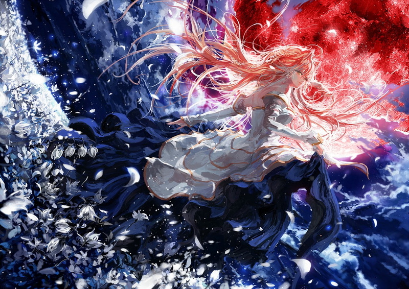 backgrounds, Lunar Legend Tsukihime, nature, 720P, flowing, animal themes, water, animals in the wild, pattern, purple, blue, ink, no people, full frame