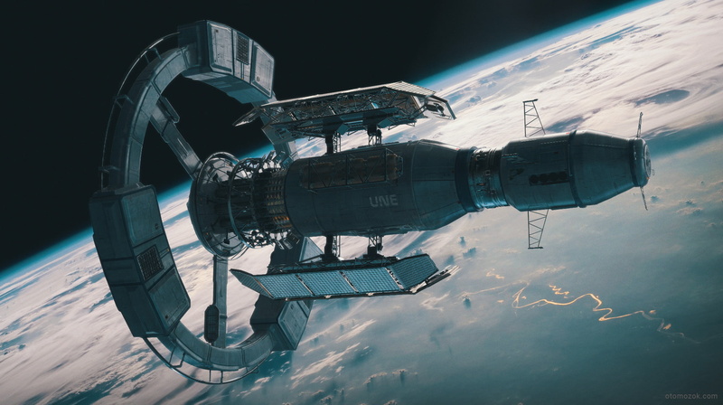 orbital view, science fiction, spaceship, planet, 1080P, space