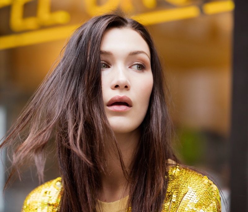 front view, looking away, model, adult, beautiful woman, bella hadid, looking at camera, young women, portrait, focus on foreground, brunette, beautiful people