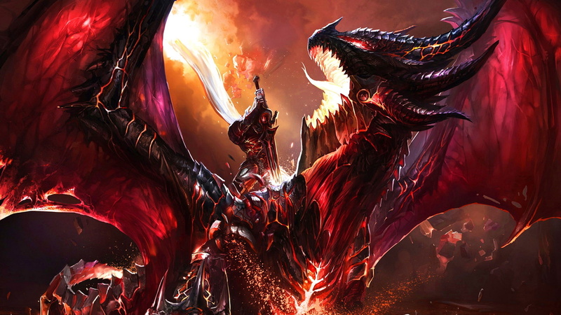 warriors, fantasy, art, dragons, 1080P, dragonslayer, battle