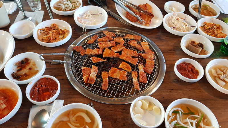 korean, food and drink, plate, freshness, ready-to-eat, table, char-grilled, korean food, still life, spice pork, wellbeing, no people, meat, condiment