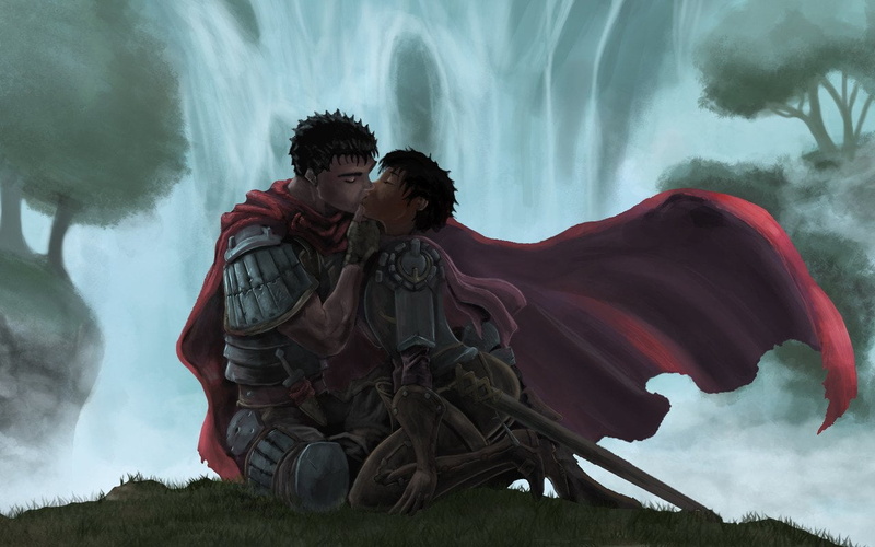 day, Anime, bonding, Casca (Berserk), Berserk, Warrior, togetherness, couple - relationship, Guts (Berserk), leisure activity, two people, painting, emotion