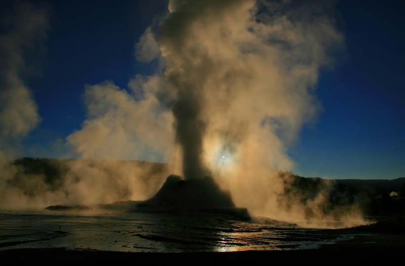 blue, eruption, 3d and abstract, 1080P, steam, phase, geyser, castle