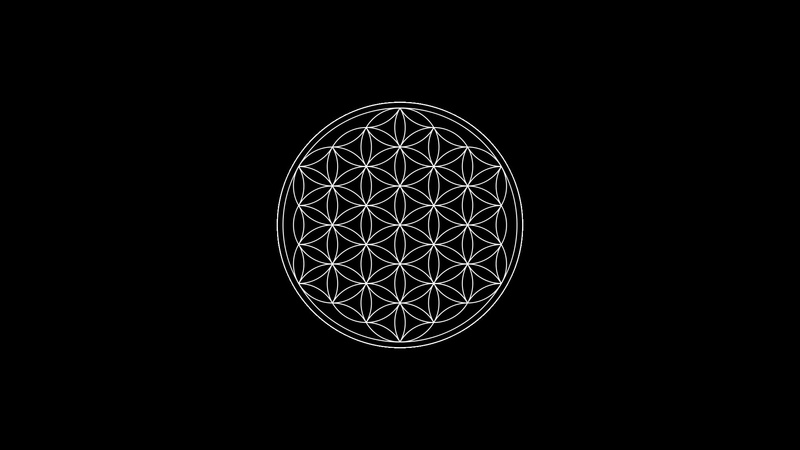 black background, Flower of Life, 1080P, minimalism, sacred geometry, symbols, circle