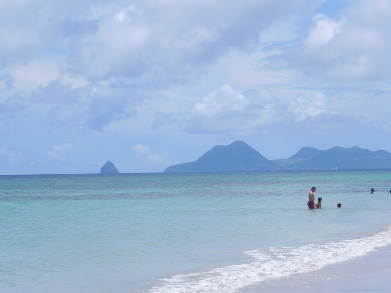 martinique, sea, water, cloud - sky, vacations, leisure activity, 2K, two people, lifestyles, outdoors, beach, land, real people, beauty in nature, beautiful beach