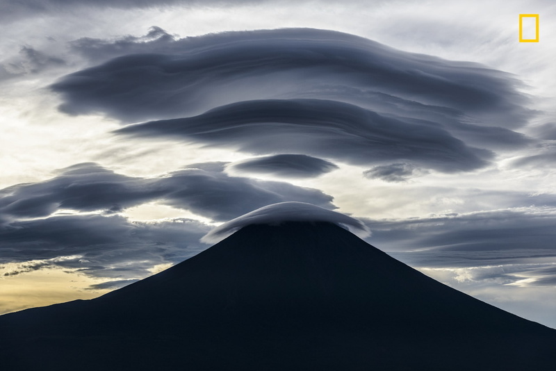 silhouette, Japan, evening, landscape, 1080P, mountains, National Geographic, Mount Fuji, clouds, nature