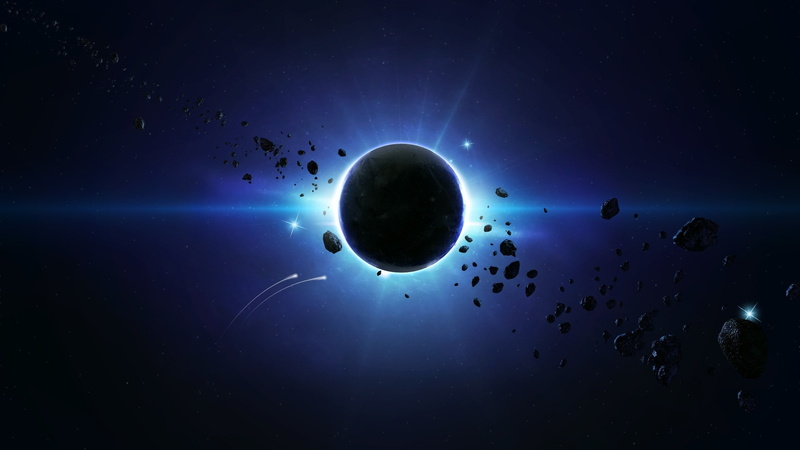 solar eclipse, 2K, digital art, asteroid, space, space art, planet