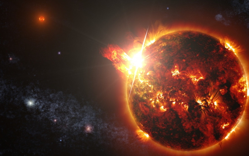 planet - space, no people, moon, burning, heat - temperature, outdoors, space exploration, astronomy, beauty in nature, science, 720P, solar flare, glowing
