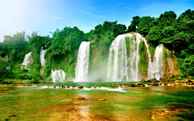 river, waterfalls, detian, 1080P, vietnam, desktop, y, china, s, hd, n, qu, ban, gioc, border, falls, two
