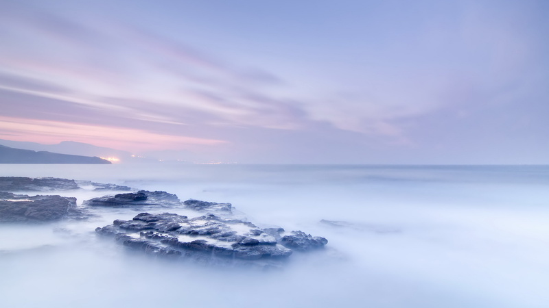 tranquility, solid, 4K, rock, sea, idyllic, tranquil scene, cloud - sky, nature, scenics - nature, horizon, horizon over water, long exposure, water, no people