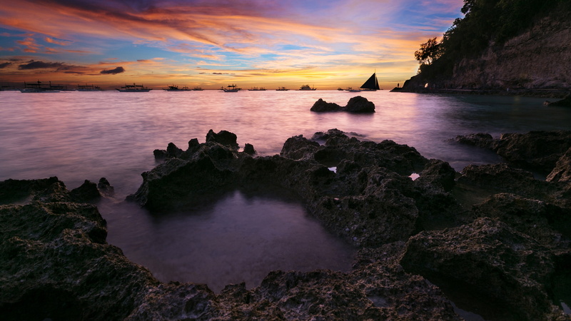 rock formation, sea, rocky coastline, no people, scenics - nature, tranquility, romantic sky, idyllic, rock, horizon over water, tranquil scene, nature