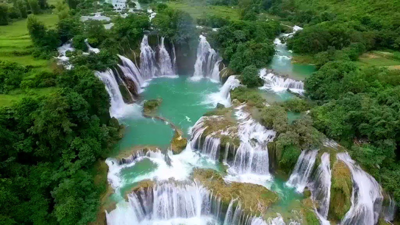 detian, county, 1080P, gioc, khan, trung, located, side, ban, wietnam, chinese, daxin, area, vietnamese, china, waterfalls