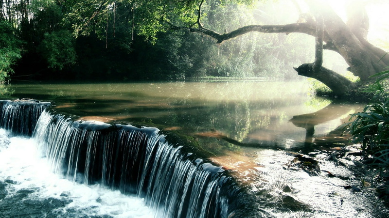 water, sunlight, chute, body of water, no people, bank, tree, long exposure, beauty in nature, river, non-urban scene, stream, tranquility, flowing water