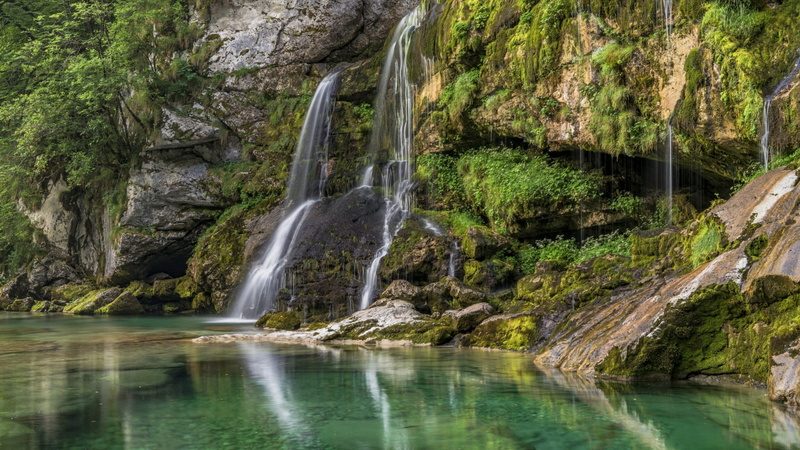 river, 4K, ravine, body of water, waterfall, lake, chute, mountain lake