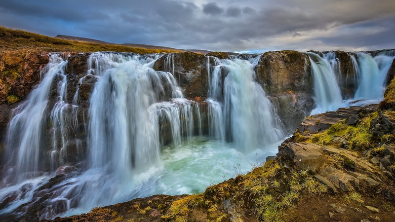 landscape, kolugljúfur canyon, iceland, nature, chute, 1080P, kolufossar falls, wasserfall, víðidalstunga, waterfall, kolugljufur, north iceland, kolugljúfur