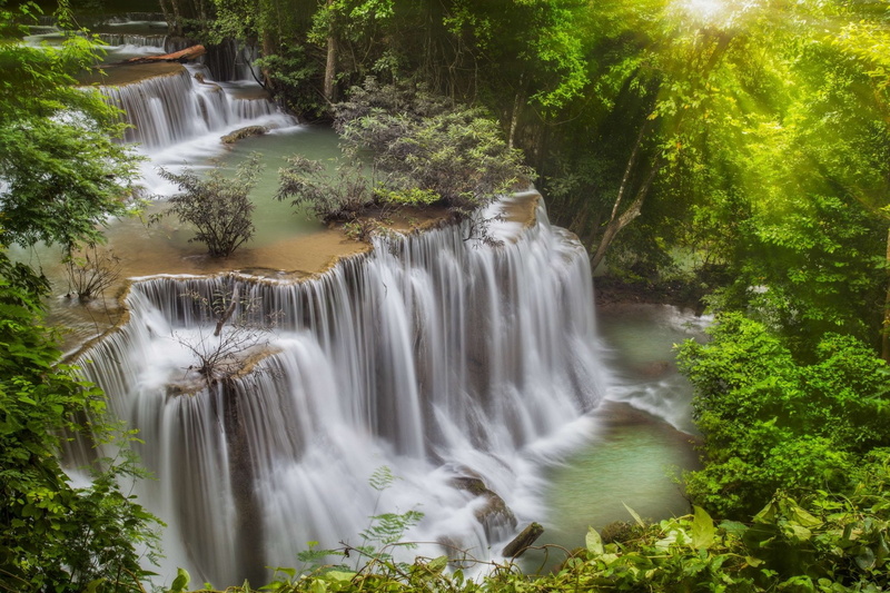 flowing water, tree, forest, outdoors, nature, Waterfall, motion, blurred motion, water, environment, travel destinations, power in nature, beauty in nature