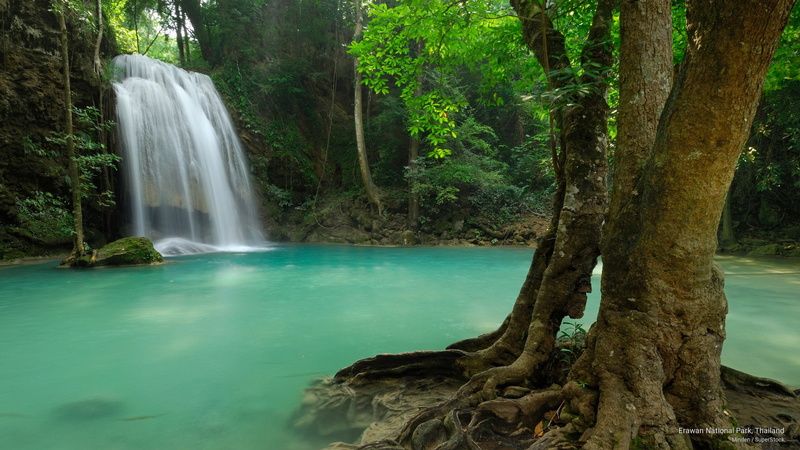 Waterfalls, park, national, 2K, erawan, thailand