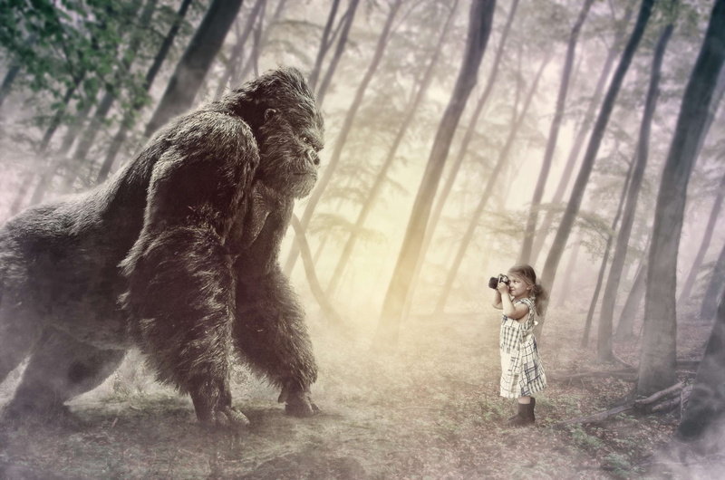 full length, erawan, trunk, adult, woodland, little girl, 4K, tree trunk, people, land, one animal, plant, little, mammal, waterfall, outdoors, day, national park