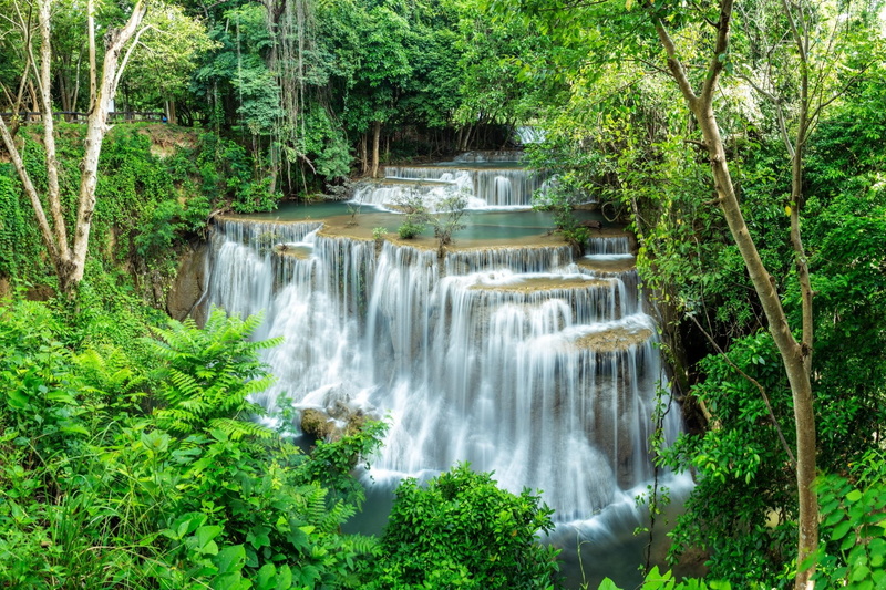 1080P, Thailand, Huai Mae Kamin Waterfall, National Park, Erawan Waterfall, Waterfall, Waterfalls