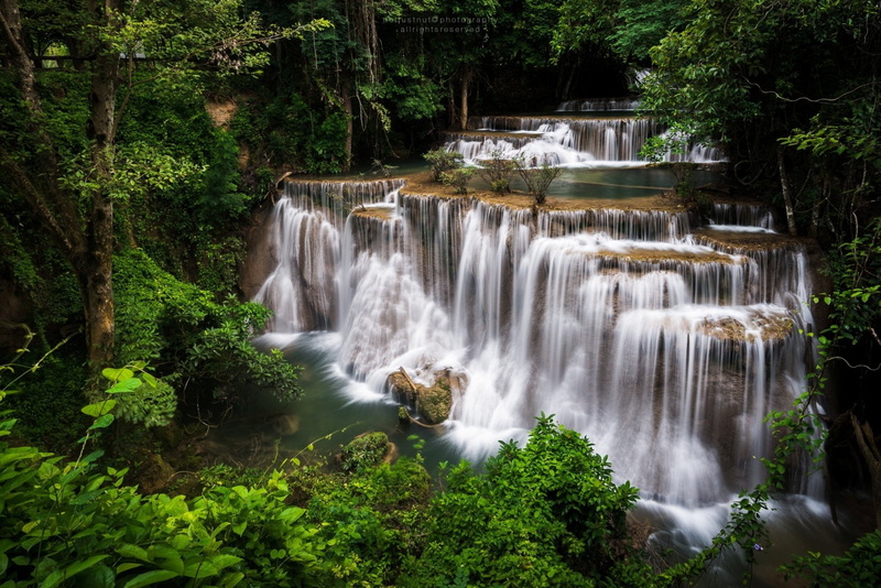 Waterfalls, Erawan Waterfall, Huai Mae Kamin Waterfall, Waterfall, Thailand, 1080P, Erawan National Park