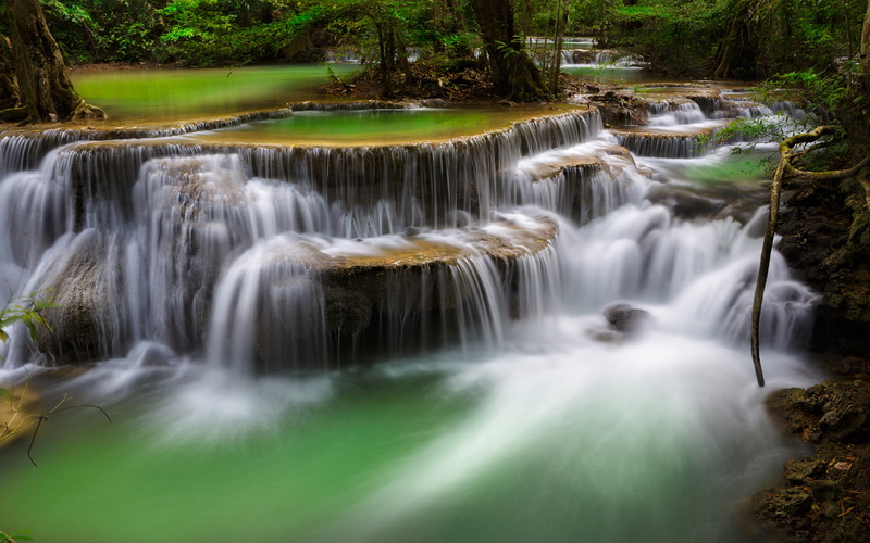 no people, plant, falling water, phones, power in nature, motion, scenics - nature, long exposure, flowing water, water, mobile, rainforest, 4K, ultra