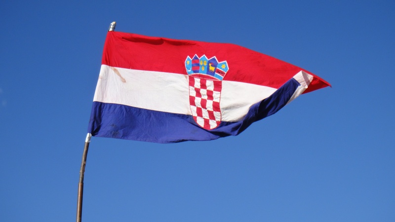blue, day, independence, sky, symbol, wind, croatian flag, star shape, croatia, environment, no people, clear sky, flag, pole, red, croatian, waving, emotion