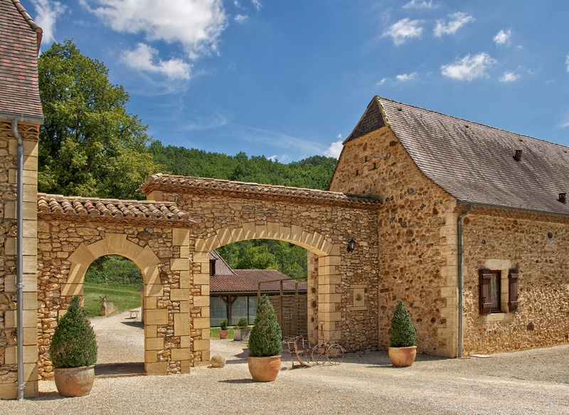 no people, brick, stone, old, potted plant, sky, house, plant, arch, travel destinations, trees, clouds, concrete, medieval, forest, courtyard, beige, stone wall