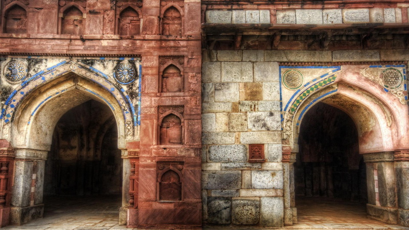 arch, two, hdr, 1080P, building, archways, arcs, concrete, entrance, india, nature and landscapes