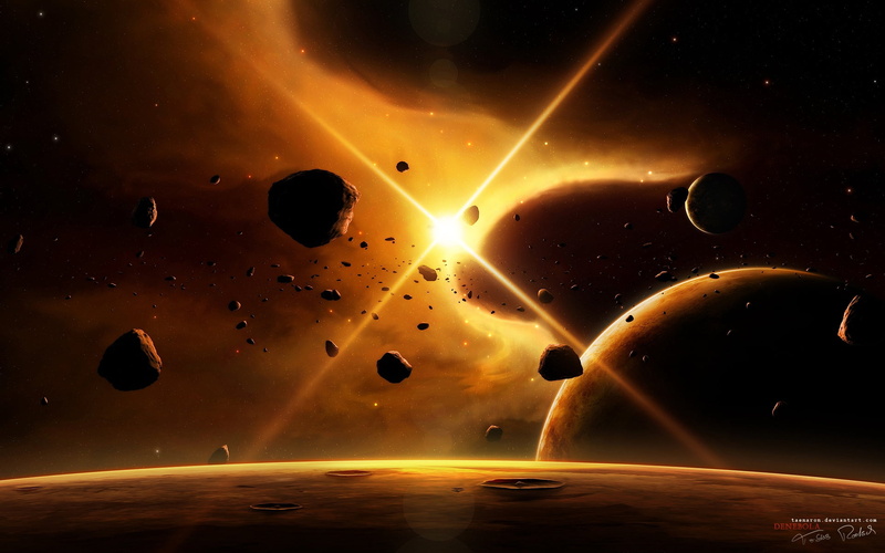 space, no people, sunbeam, dark, glowing, lens flare, star - Space, backgrounds, silhouette, bright, planet - Space, multi Colored, orange color, transportation