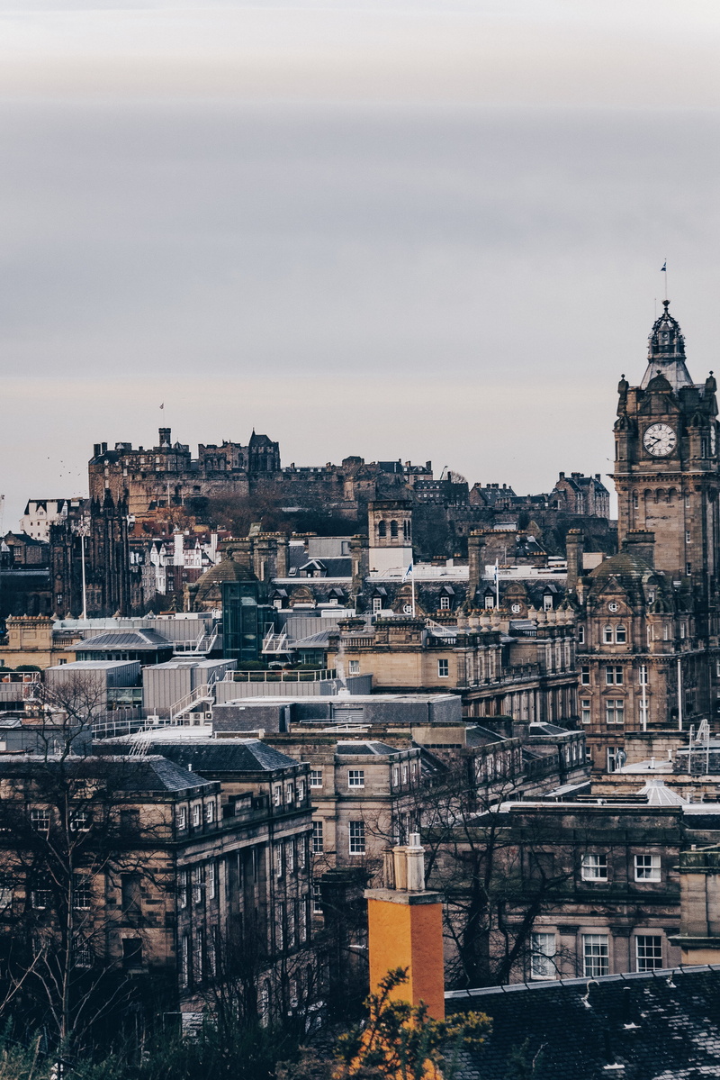 neighborhood, no people, building exterior, aerial view, high angle view, copy space, planetarium, city, scenery, day, sky, settlement, edinburgh, townscape