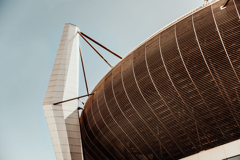 sunlight, nature, sport, built structure, dome, exterior, clear sky, metal, planetarium, structure, holland, building exterior, city, grey, low angle view