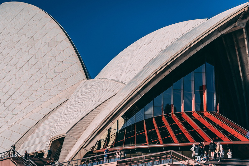 office building exterior, built structure, planetarium, day, metropolis, building, town, tourism, city, dome, human, opera house, water, 4K, sky, travel destinations