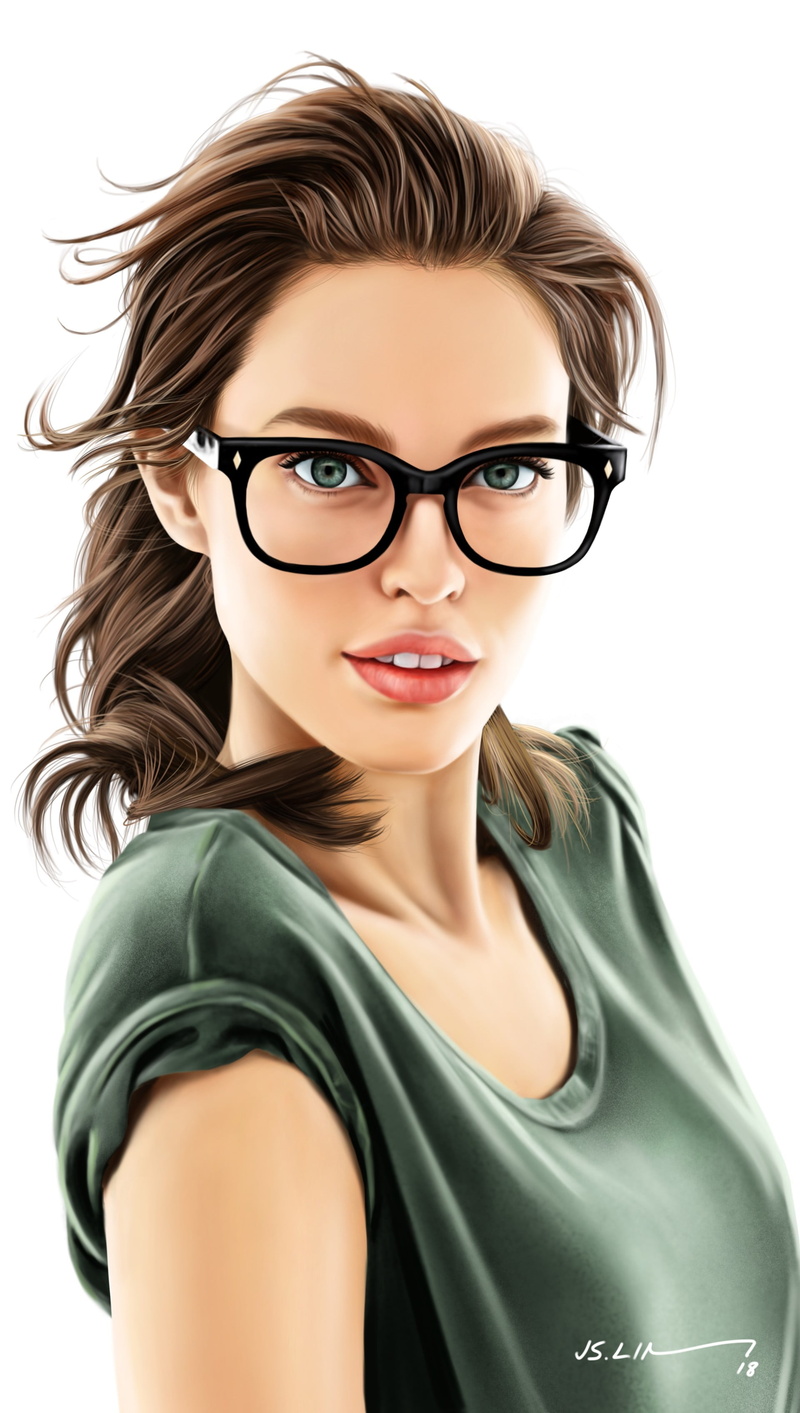 digital art, digital painting, Jinsung Lim, Emily DiDonato, 2K, realistic, fan art, women, artwork, drawing