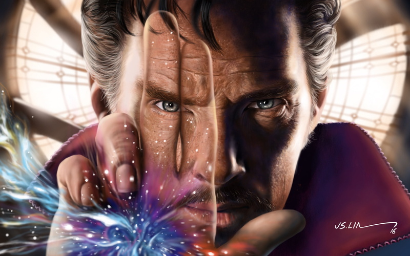 drawing, artwork, Jinsung Lim, Doctor Strange, digital art, Benedict Cumberbatch, 2K, portrait, Marvel Cinematic Universe, face, Marvel Comics