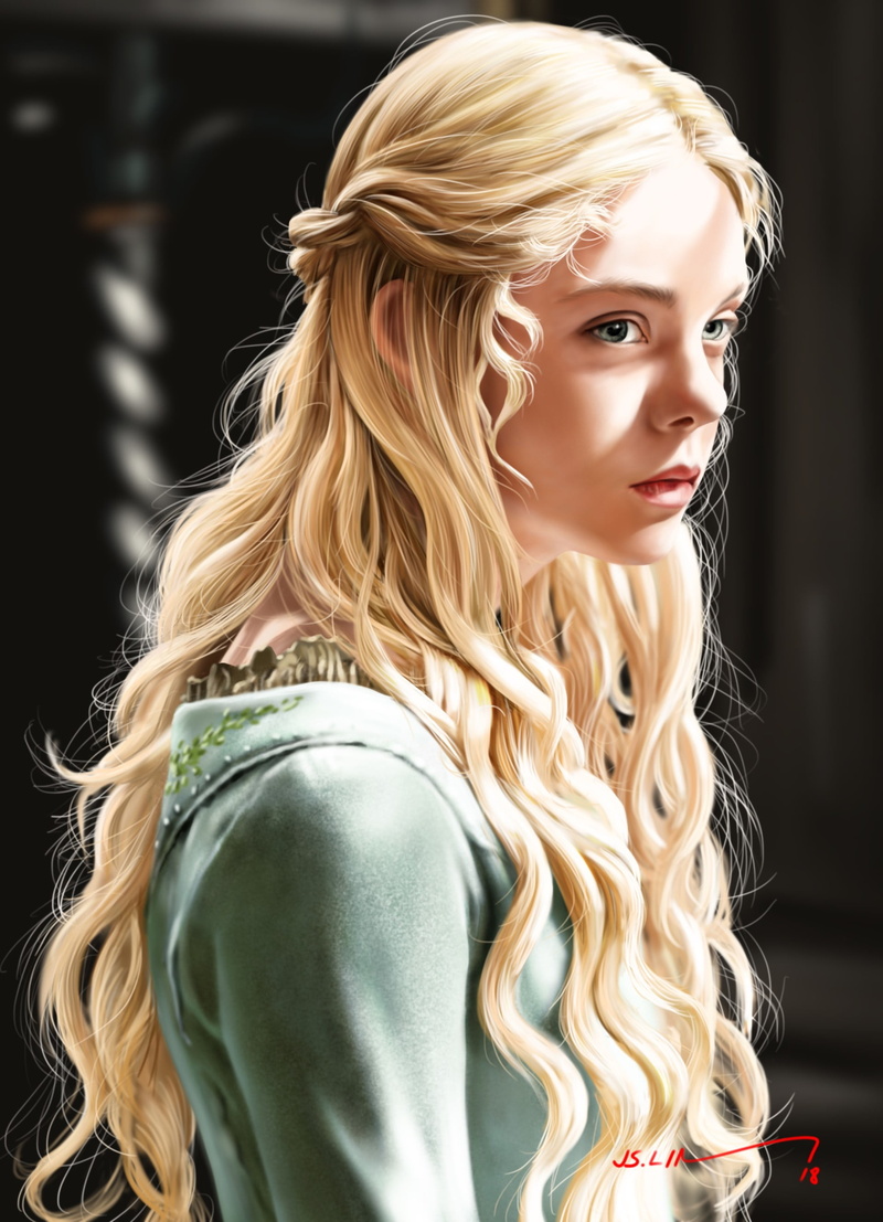 Jinsung Lim, women, Elle Fanning, digital art, artwork, realistic, 2K, digital painting, fan art, drawing