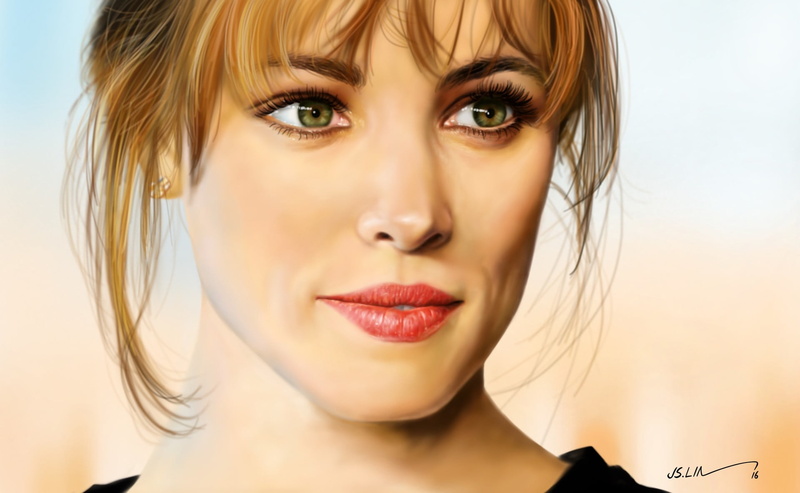women, realistic, Jinsung Lim, digital art, artwork, 1080P, fan art, drawing, Rachel McAdams, digital painting