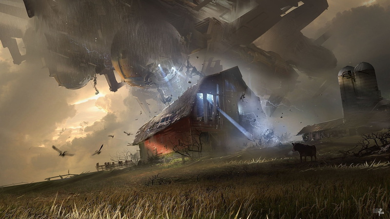 Fantasy, alien invasion, cow, sci-fi, 1080P, spaceship