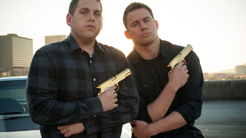movies, Jump Street, waist up, portrait, mid adult men, adult, architecture, holding, gold, law, 1080P, two people, young men, gun, city, outdoors, Channing Tatum