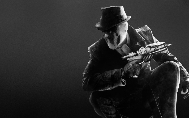 super, black, white, 1080P, watchmen, hero, rorschach, guns