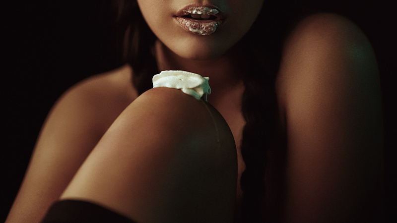 food, 1080P, women, model, Maÿ Leyvraz, whipped cream