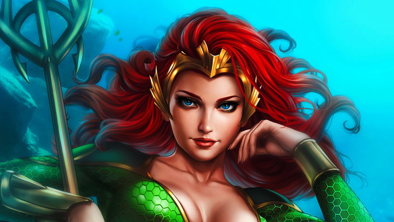 Blue Eyes, Comics, Girl, Mera (DC Comics), Mera, DC Comics, Woman, Red Hair, 1080P