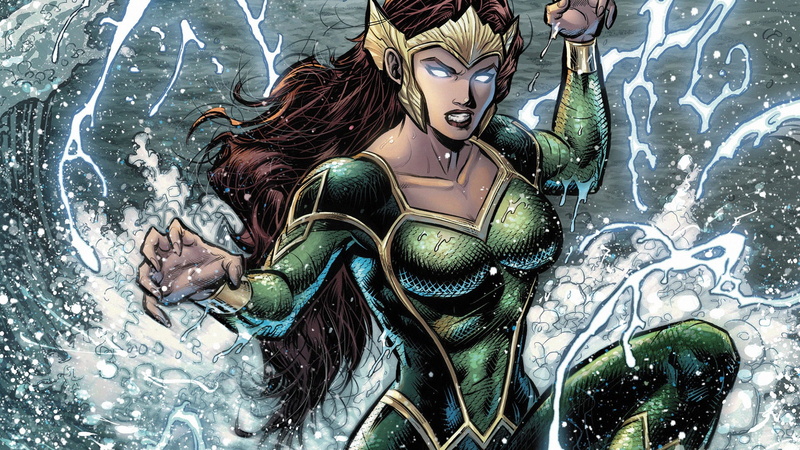 Aquaman, Mera, superhero, splashes, suit, crown, girl, comics, 1080P, fantasy art, sea, redhead, artwork, DC Comics, fantasy