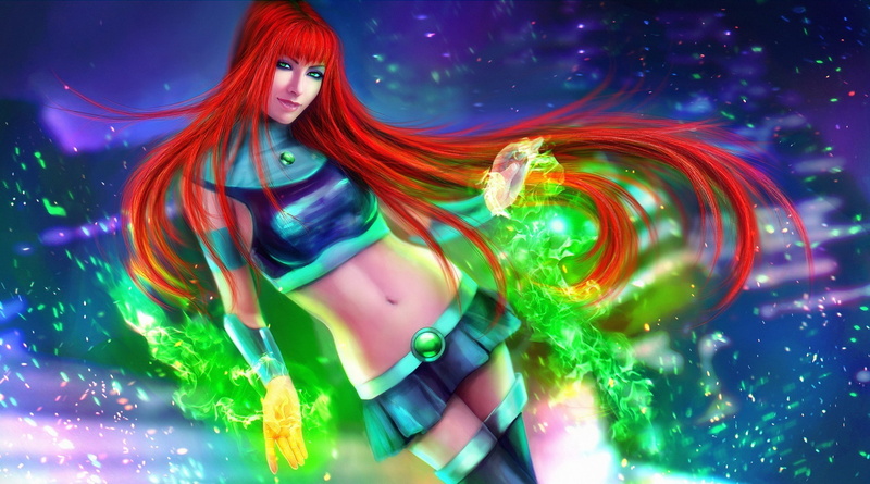 dc comics, girl, redhead, 1080P, comics, dc, starfire