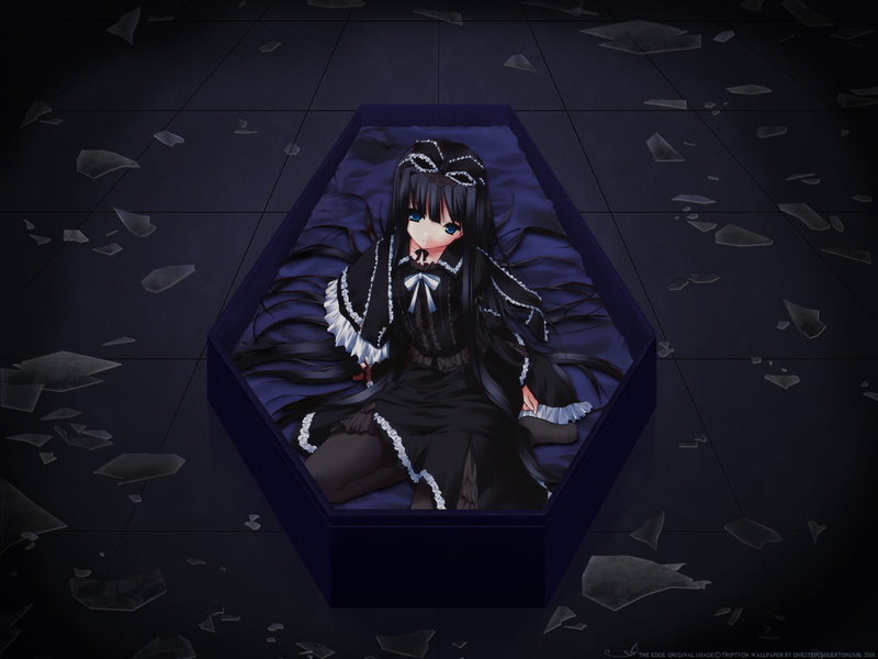 fashion, 720P, ribbons, tagme, blue, dark, thighhighs, lolita, hair, goth loli, eyes, long, skirt, triptych, black