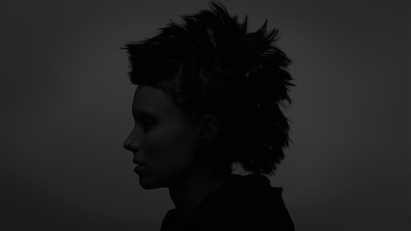 The Girl with the Dragon Tattoo, Rooney Mara, cut out, movies, side view, portrait, young men, young adult, black background, headshot, looking away, contemplation